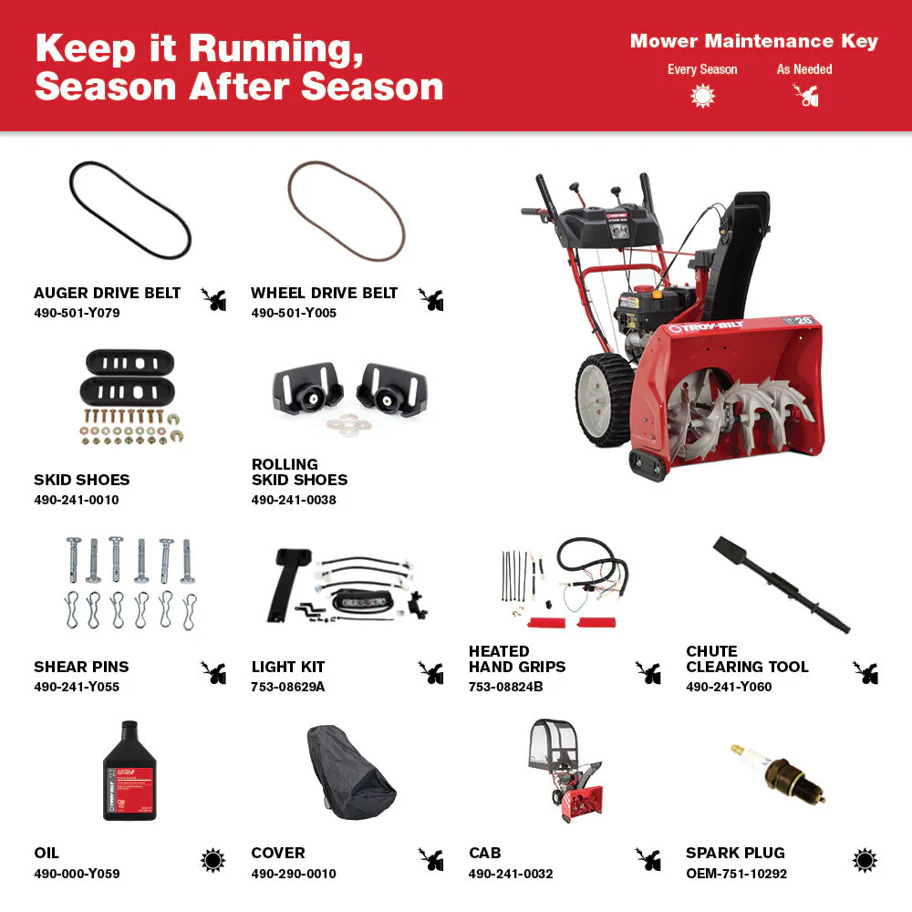 Troy-Bilt Storm 2620 | 2-Stage Self Propelled Gas Snow Blower| 26 in. | 243 cc | Electric Start and Airless Tires - Image 7